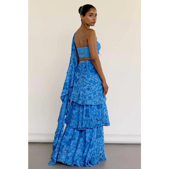 NEW, Sani Women's Blue Zaina Choli, Dupatta & Palazzo Pants Set  Size S - Picture 5 of 10